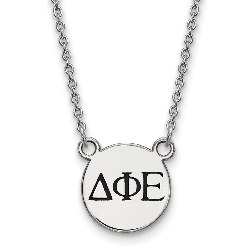 Elegant Jewelry, Affordable Luxury – Shop Now Sterling Silver Delta Phi Epsilon Small Enamel Greek Letters Necklace