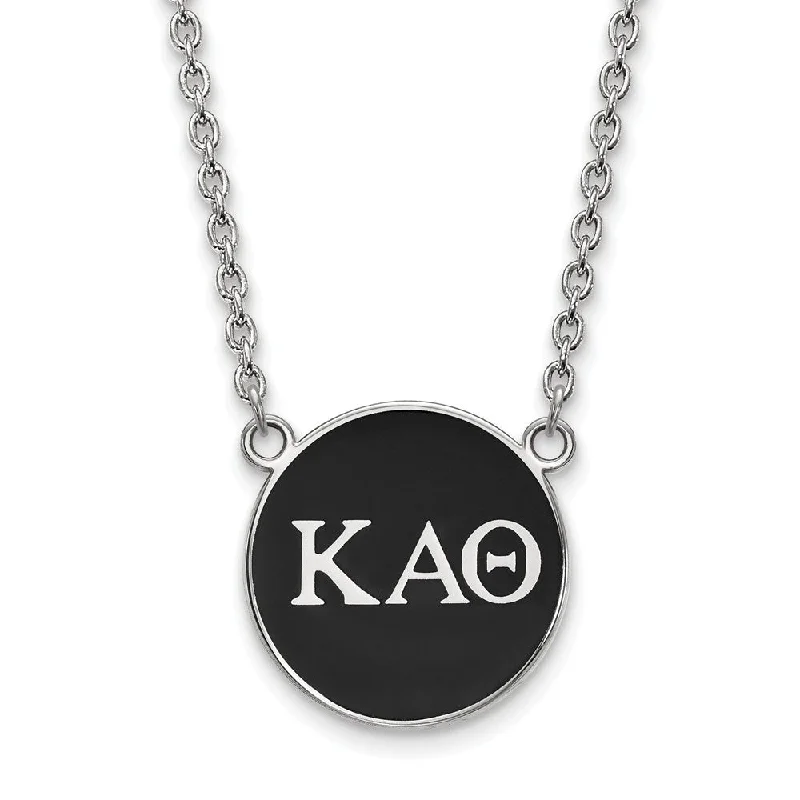 Luxury Jewelry Clearance – Shop Premium Styles Now Sterling Silver Kappa Alpha Theta Large Black Enamel Greek Necklace