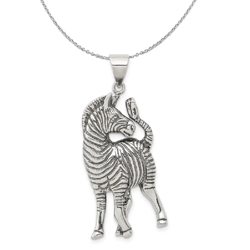 Luxury Jewelry At Unbeatable Discounts Sterling Silver Large Antiqued Zebra Necklace