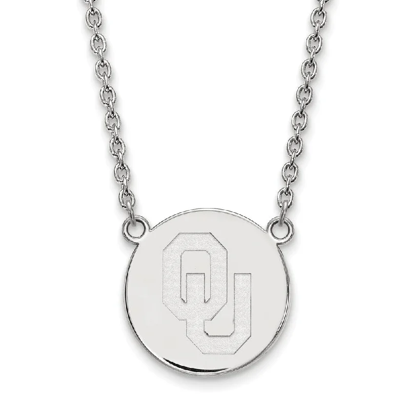 Elegant Necklaces And Bracelets At Limited-Time Offers Sterling Silver Oklahoma OU Large Disc Necklace