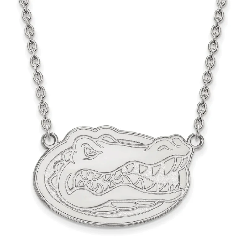 Jewelry Clearance – Final Chance To Save Big Sterling Silver U of Florida Large Gator Disc Pendant Necklace