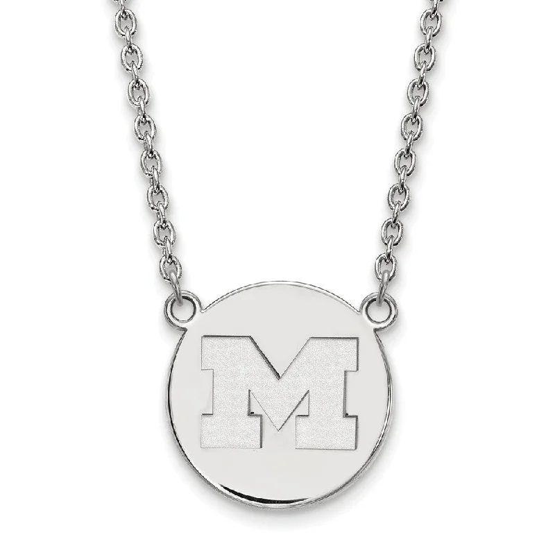 Premium Jewelry, Premium Discounts – Act Fast Sterling Silver U of Michigan Large Initial M Disc Necklace