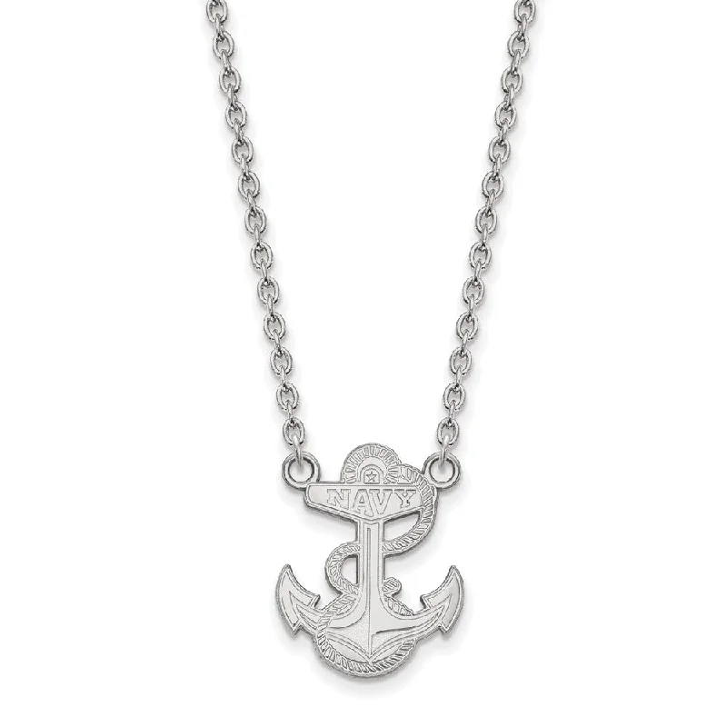 Grab Your Favorite Jewelry At The Lowest Prices Sterling Silver U.S. Navy Large Logo Pendant Necklace