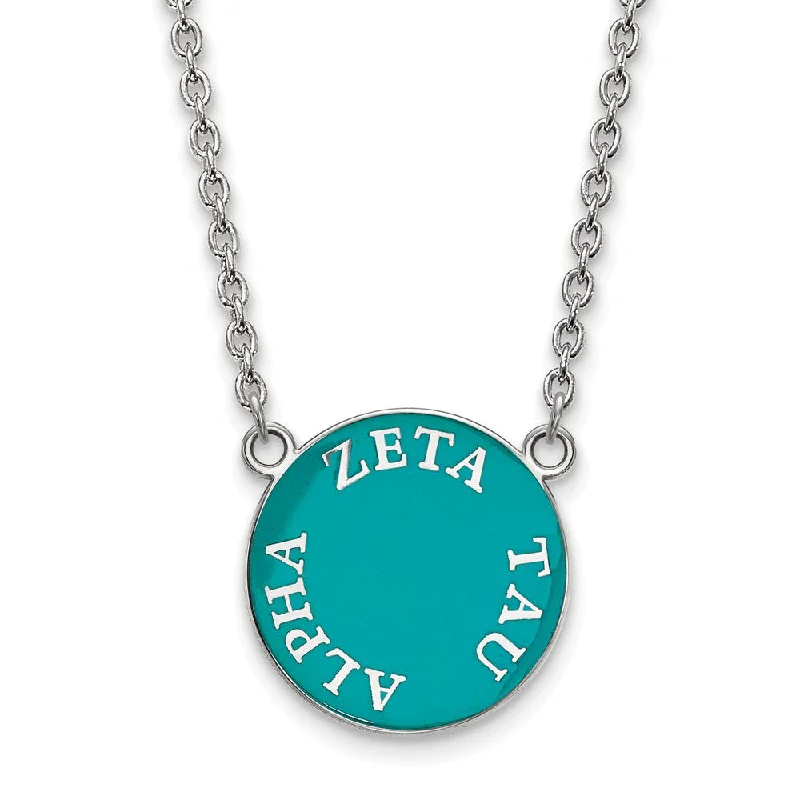 Last Chance To Grab Your Favorite Jewelry At A Discount Sterling Silver Zeta Tau Alpha Large Enamel Disc Necklace