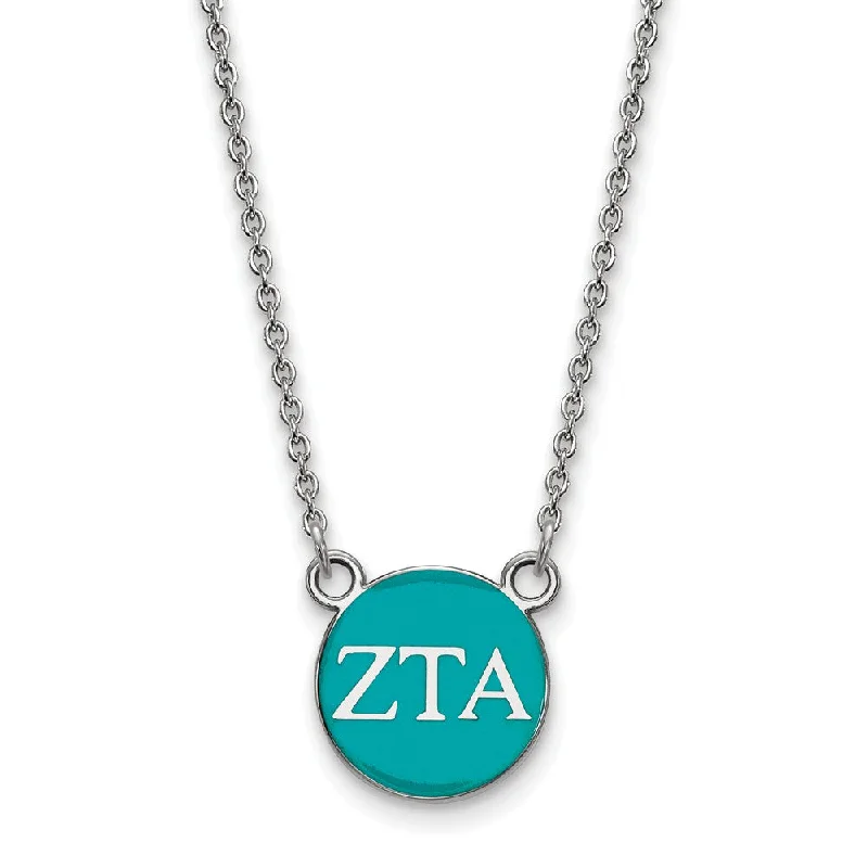 Jewelry Flash Sale – Stylish Designs At Unbeatable Rates Sterling Silver Zeta Tau Alpha Small Turqouise Enamel Disc Necklace