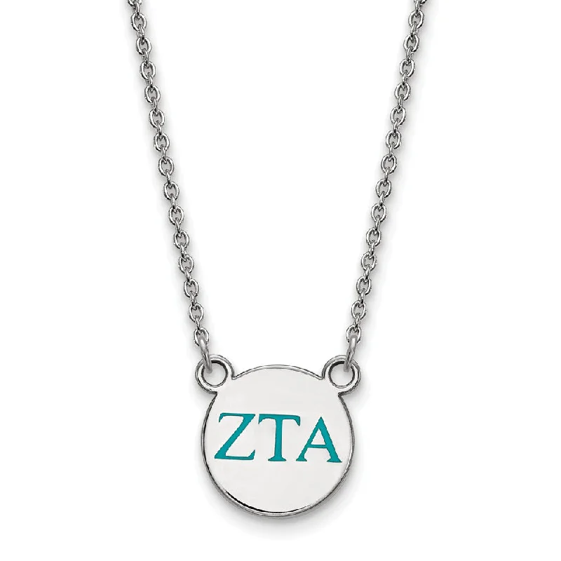 Exclusive Jewelry Sale – Sparkle For Less Sterling Silver Zeta Tau Alpha Small Turqouise Enamel Greek Necklace