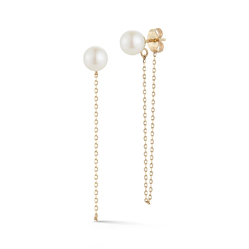 Must-Have Jewelry At Irresistible Discounts 14kt Gold Pearl Stud with Chain drop earrings