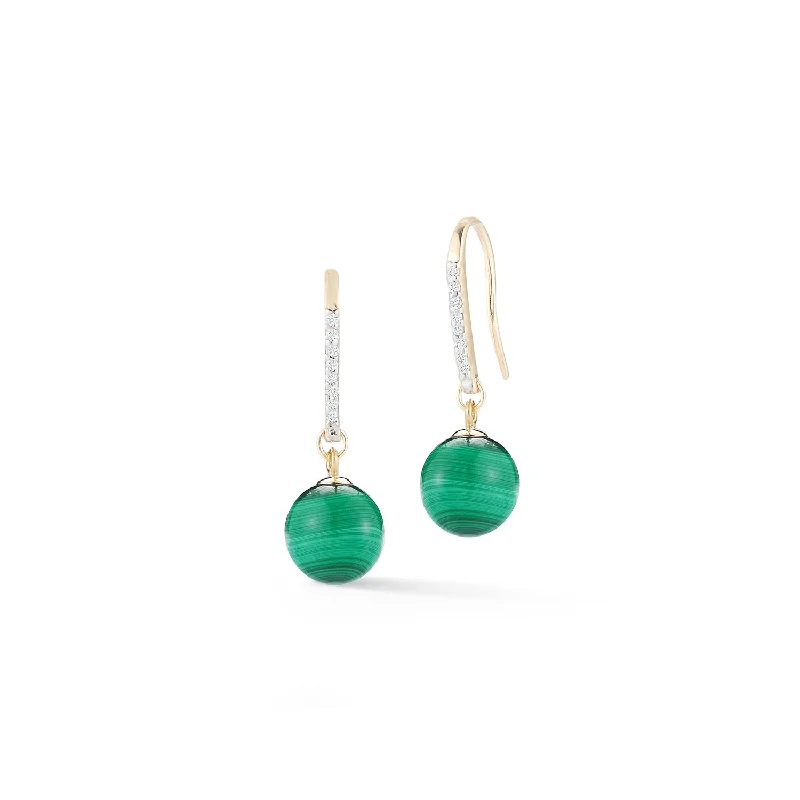 High-End Sparkle, Low-End Prices – Shop Now 14kt Gold Single Malachite Drop Earrings