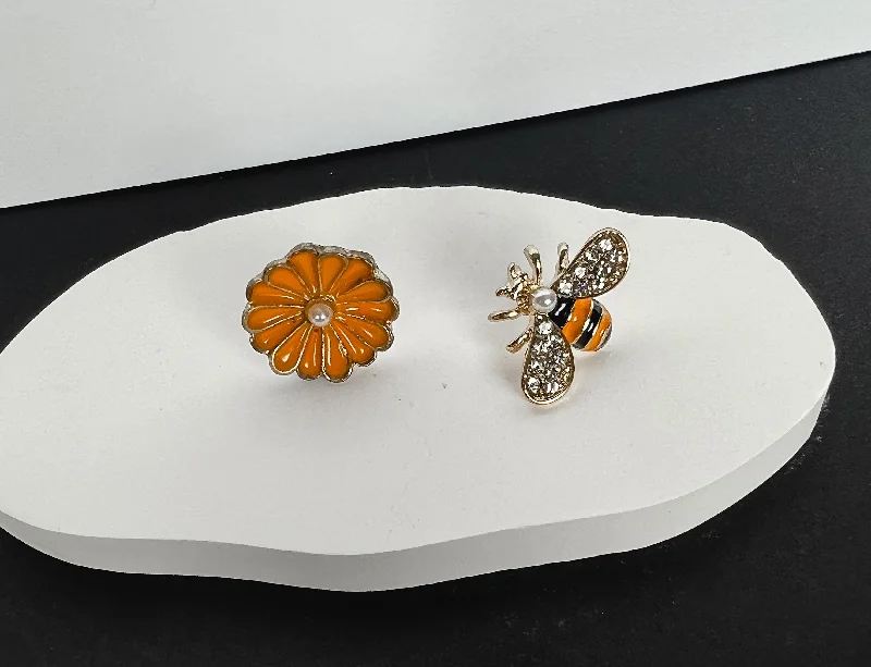 Big Discounts On Elegant Jewelry Collections Adorable Bumble Bee and Flower Earrings