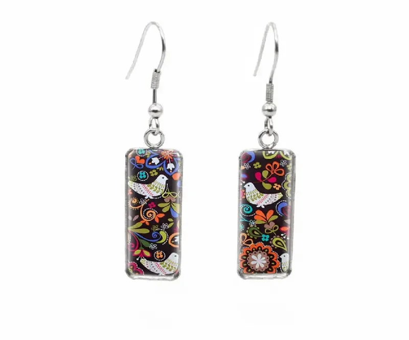 Fashion-Forward Jewelry At Incredible Prices Beautiful Glass-Like Folk Bird Earrings