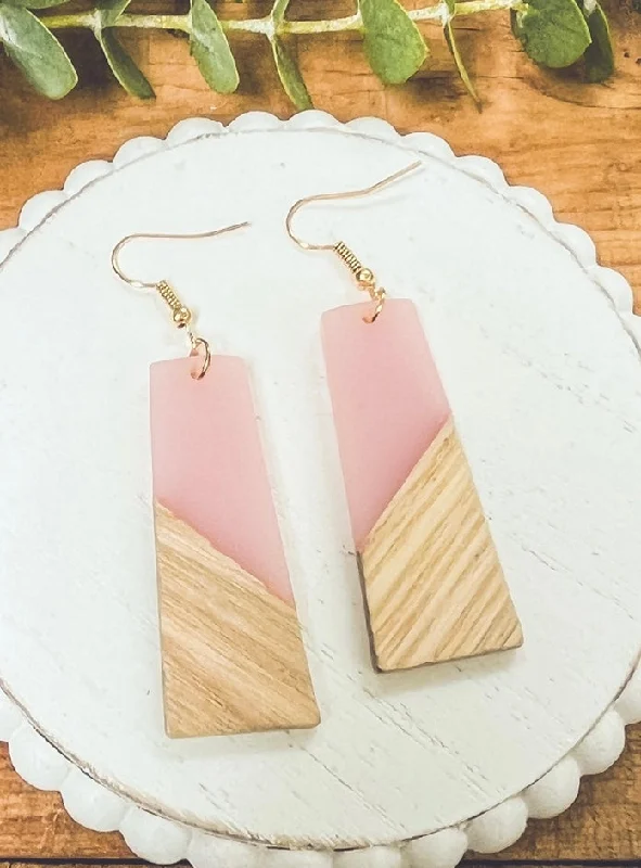 Get The Jewelry You Love At A Price You Love Beautiful Pink Resin and Wood Earrings