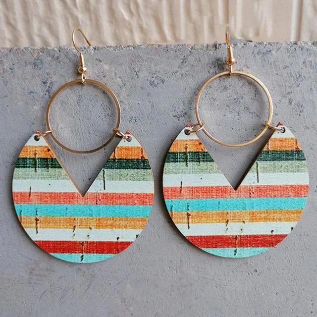 Holiday Jewelry Sale – Perfect Gifts At Great Prices Beautiful Geometric Wood and Gold Pattern Earrings