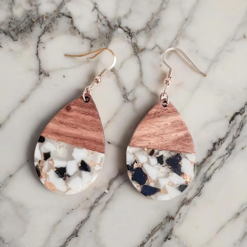 Timeless Jewelry, Timeless Savings – Don't Wait Beautiful Wood and Resin Neutral Confetti Earrings