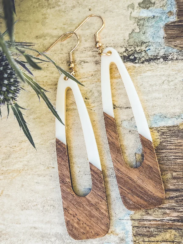 Eco-Friendly Sustainable Jewelry For Conscious Buyers Beautiful White Wood and Resin Earrings