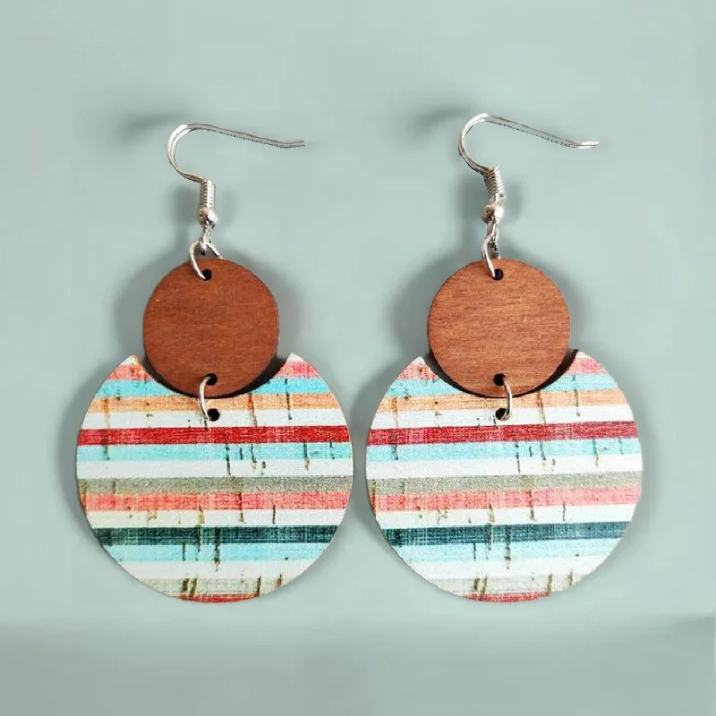 Huge Savings On Premium Jewelry Styles Beautiful Wood Striped Circle Earrings