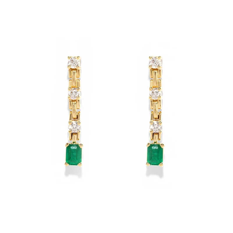 Premium Jewelry, Premium Discounts – Act Fast Emerald and Diamond Line Drop Earrings