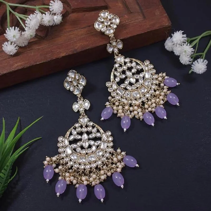 Exclusive Online Jewelry Sale – Don't Wait Etnico Gold Plated Traditional Kundan & Pearl Chandbali Earrings For Women (E3157Pu)