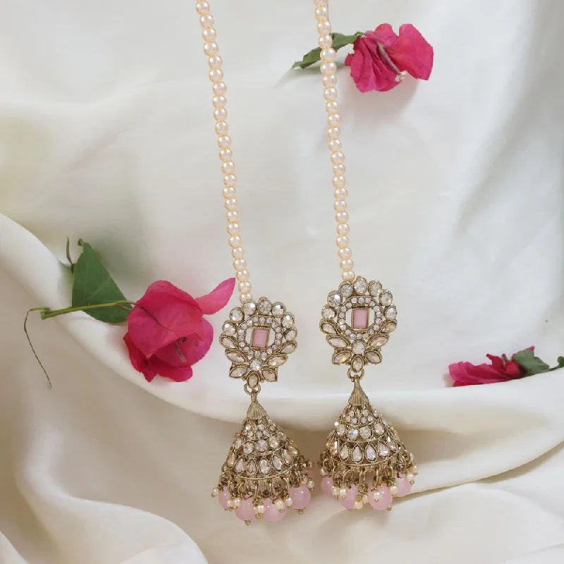 Flash Sale On Stunning Jewelry – Don't Miss Out Etnico Gold Plated Traditional Kundan & Pearl Jhumka Earrings With Pearl Earchain For Women (E3257Pi)