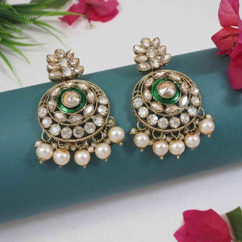 Sparkle More For Less – Jewelry Sale Happening Now Etnico Gold Plated Traditional Meenakari Kundan & Pearl Chandbali Earrings For Women (E3255W)