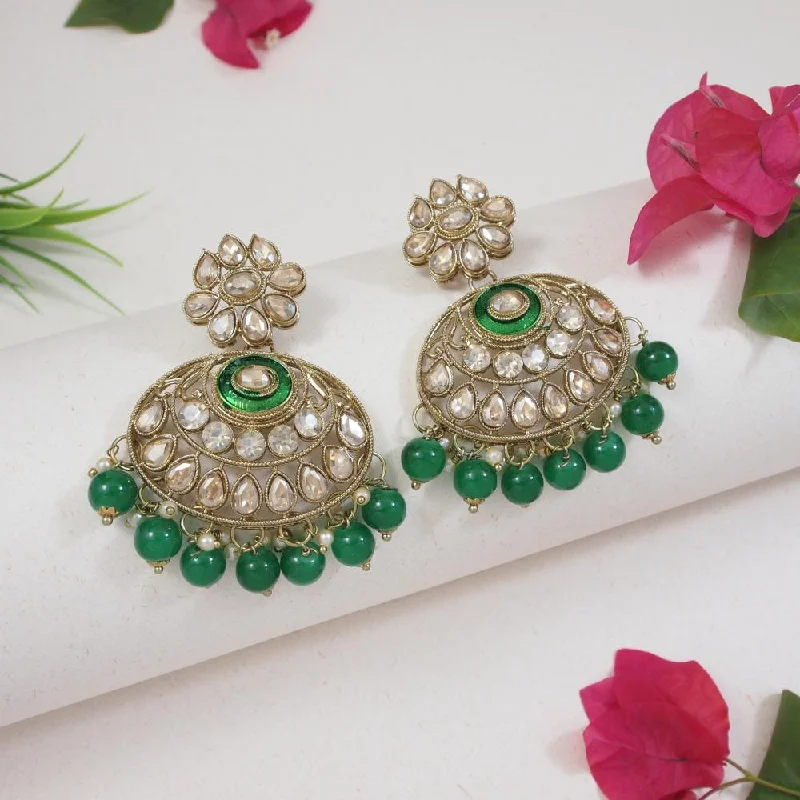 Fashion-Forward Jewelry At Incredible Prices Etnico Gold Plated Traditional Meenakari Kundan & Pearl Chandbali Earrings For Women (E3256G)