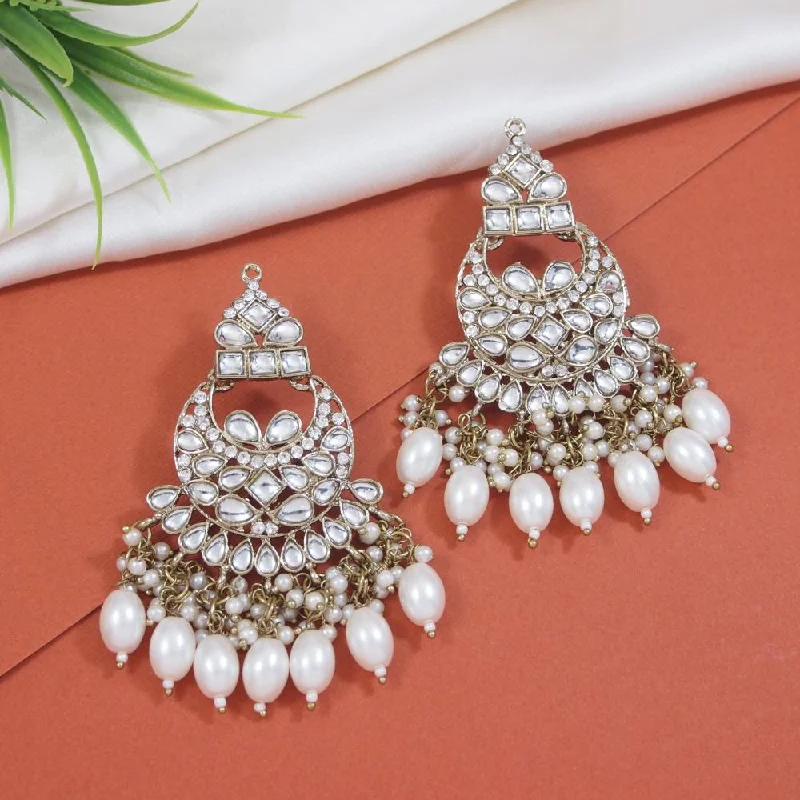 Jewelry Sale – Exclusive Styles At Lower Prices Etnico Gold Plated Traditional Kundan & Pearl Chandbali Earrings For Women (E3158W)