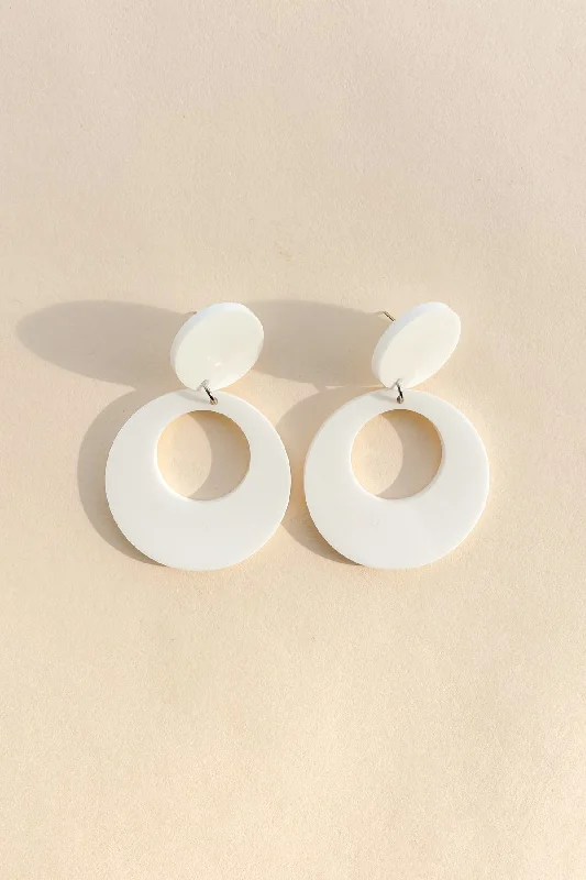 Chic And Stylish Jewelry At Exclusive Prices Mod Round Earrings in White