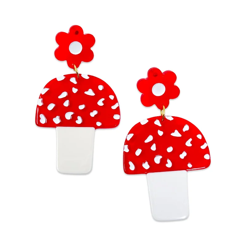 Grab Exquisite Jewelry At The Lowest Prices Mushrooms and Flowers Acetate Earrings