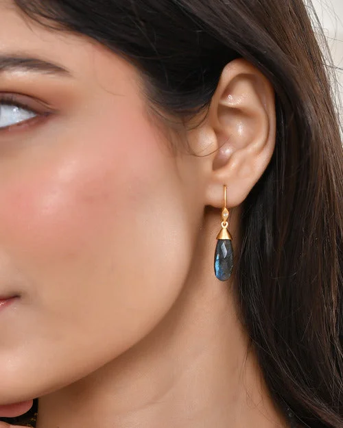 Discounted Jewelry For A Glamorous Look Narrow Labradorite Drop Earrings