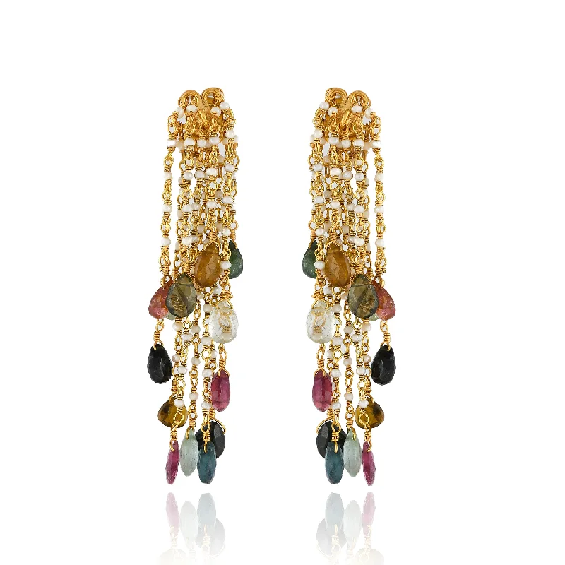 Jewelry Clearance Sale – Final Reductions Pearl and Tourmaline Cascade Earrings