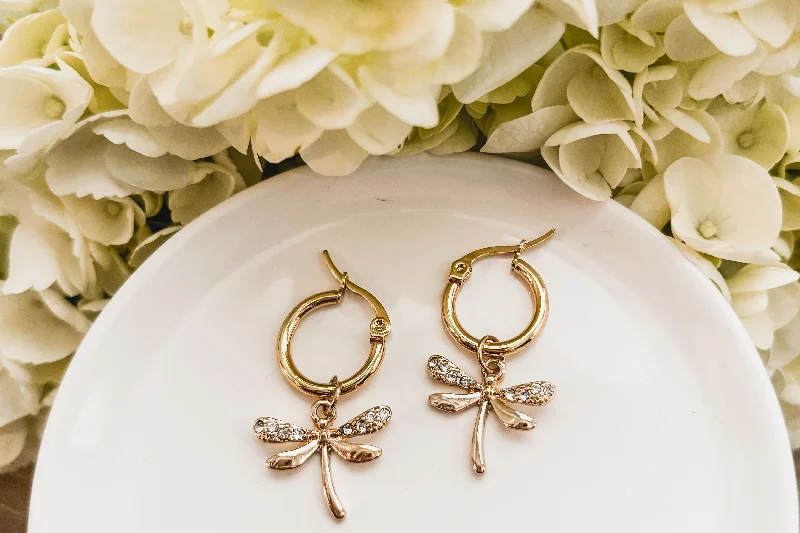 Timeless Jewelry, Timeless Savings – Don't Wait Gold Dragonfly Hug Earrings