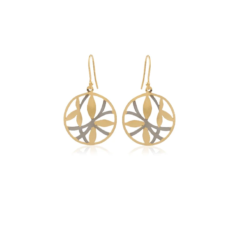 Last Chance To Grab Your Favorite Jewelry At A Discount Rhodium and Gold Bamboo Circle Earrings