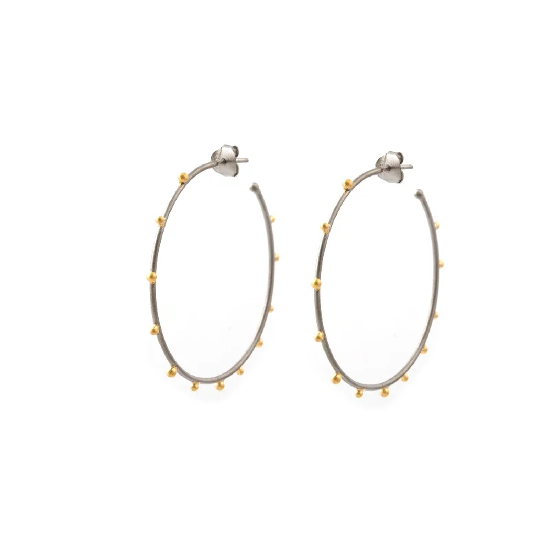 Elegant Jewelry Pieces At Unbelievable Prices Rhodium and Gold Dot Hoop Earrings