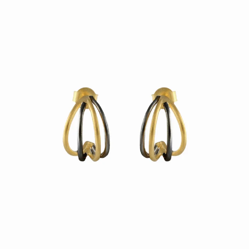 Don't Miss Our Biggest Jewelry Sale Of The Season Rhodium and Gold Line Cluster Earrings