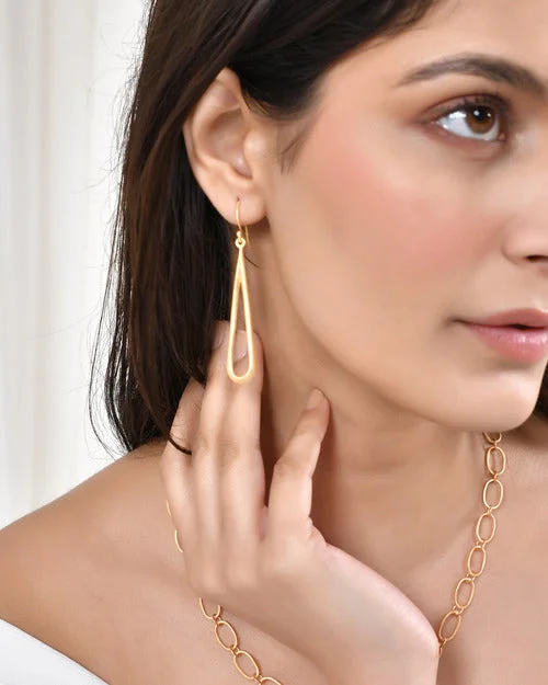 Modern Jewelry At Exclusive Discounts – Shop Today Textured Matt Gold Long Loop Earrings