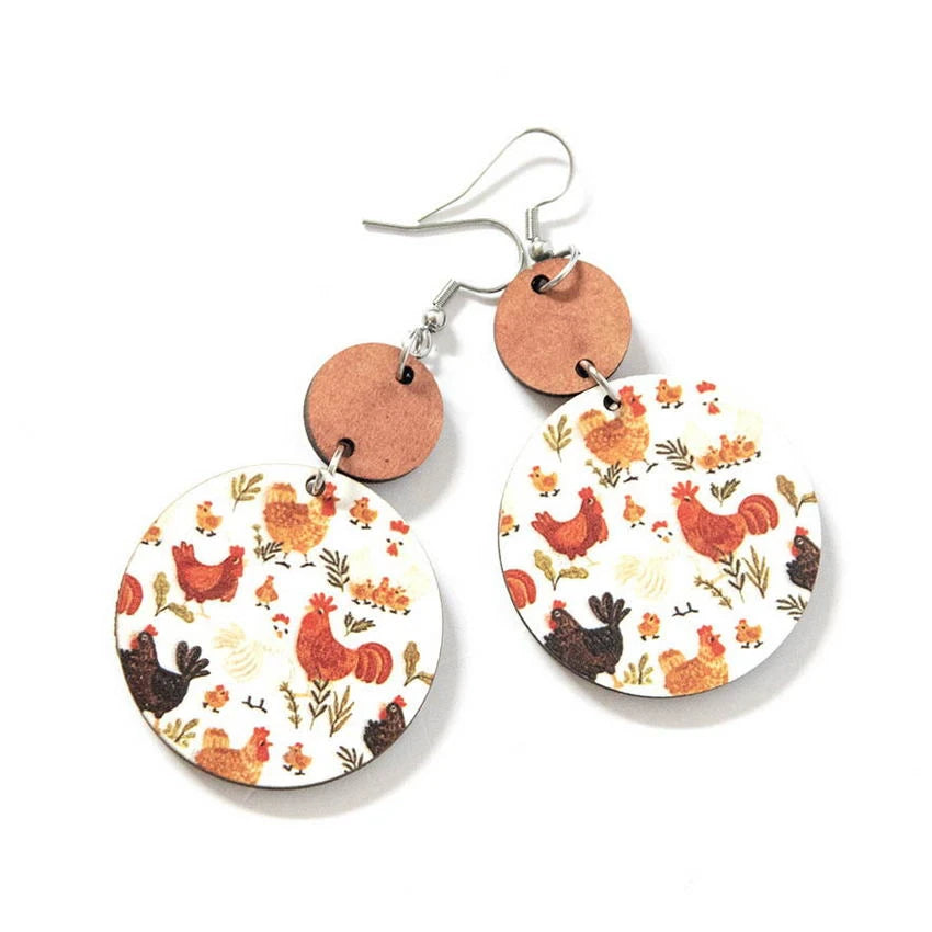 High-Quality Gemstone Jewelry For Special Occasions Adorable "The Penelope" Wooden Chicken Earrings