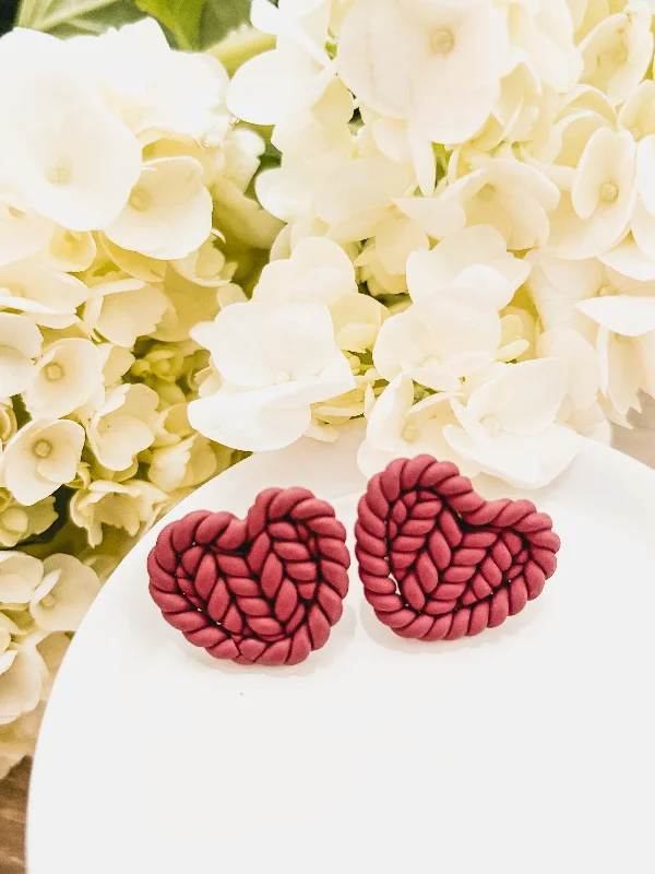 Elevate Your Outfit With Discounted Statement Jewelry Braided Clay Heart Earrings