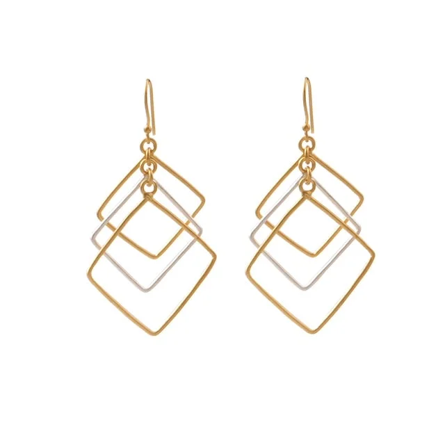 Affordable Luxury Jewelry For Every Occasion Two Tone Tiered Square Earrings