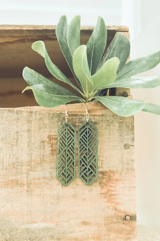 Bohemian-Inspired Jewelry For Free-Spirited Fashion Beautiful Green Wooden Laser Cut Earrings