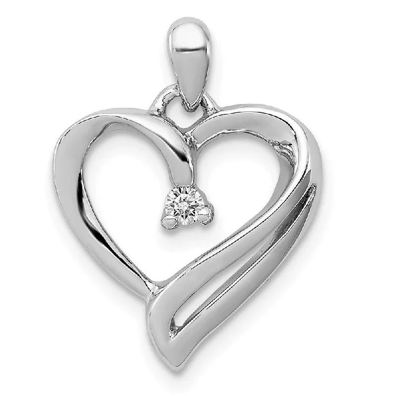 Unmissable Jewelry Clearance – Final Reductions .05 Carat Diamond Scroll Heart Pendant in Sterling Silver