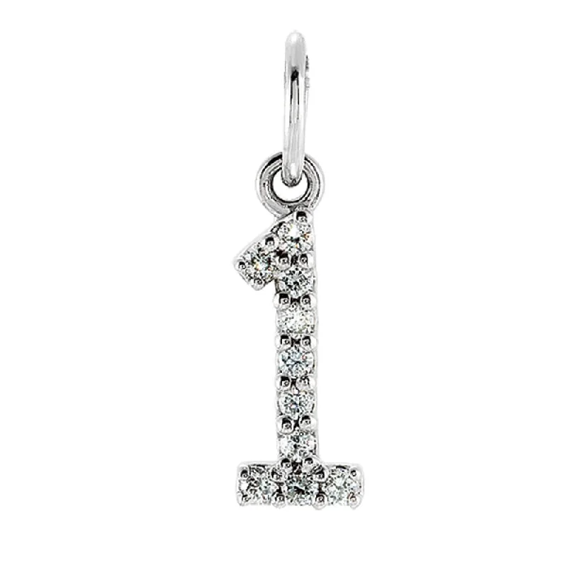 Limited-Stock Jewelry Sale – Shop Before It's Gone .05 Cttw Diamond & 14k White Gold Mini Number 1 Charm or Pendant