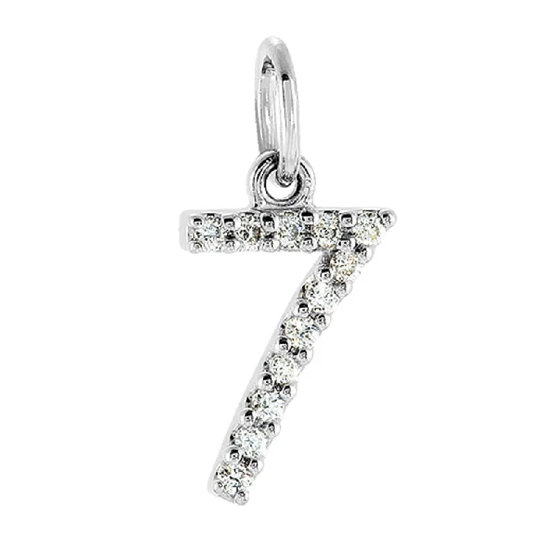 Get The Sparkle You Love At Prices You Adore .05 Cttw Diamond & 14k White Gold Mini Number 7 Charm or Pendant