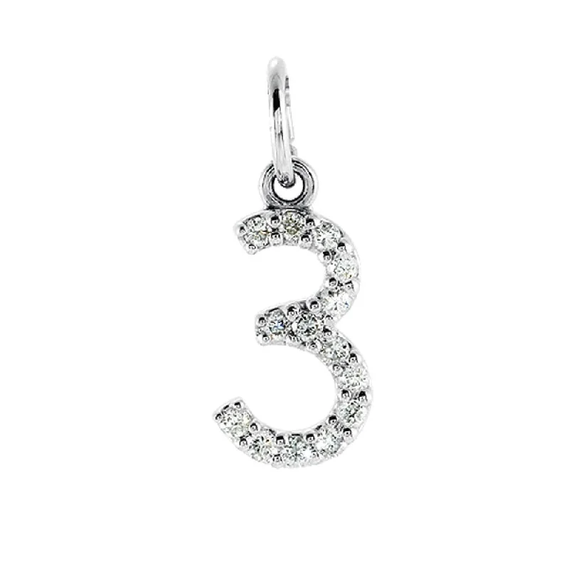 Unlock Unbeatable Jewelry Deals Before They’Re Gone .06 Cttw Diamond & 14k White Gold Mini Number 3 Charm or Pendant