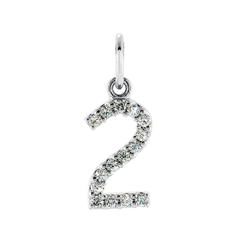 Must-Have Jewelry At Irresistible Discounts .07 Cttw Diamond & 14k White Gold Mini Number 2 Charm or Pendant