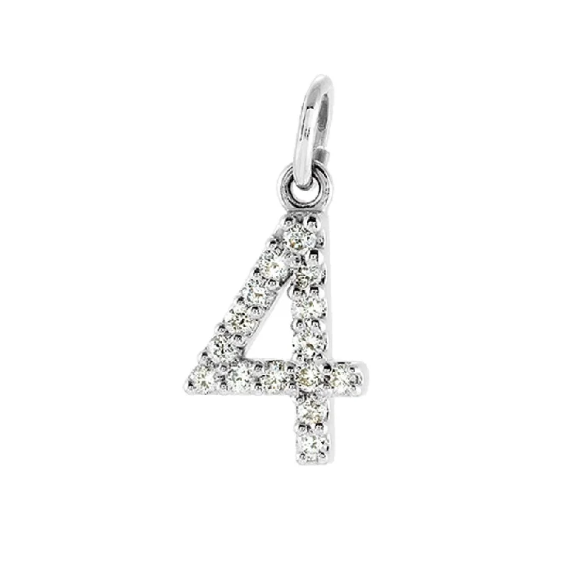 High-End Sparkle, Low-End Prices – Jewelry Sale Live .07 Cttw Diamond & 14k White Gold Mini Number 4 Charm or Pendant