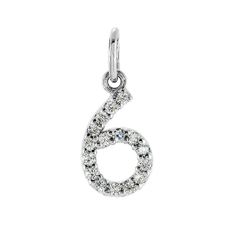 Don't Miss Out On Bestselling Jewelry At Special Prices .07 Cttw Diamond & 14k White Gold Mini Number 6 Charm or Pendant