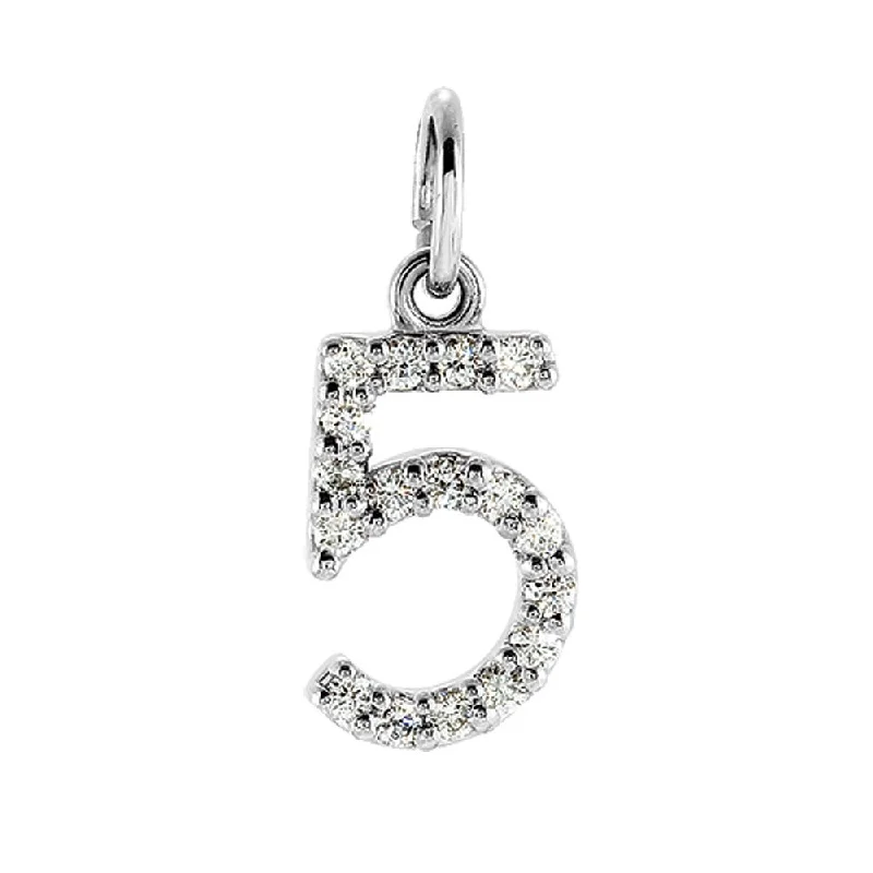 Shop Fine Jewelry With Amazing Deals .08 Cttw Diamond & 14k White Gold Mini Number 5 Charm or Pendant