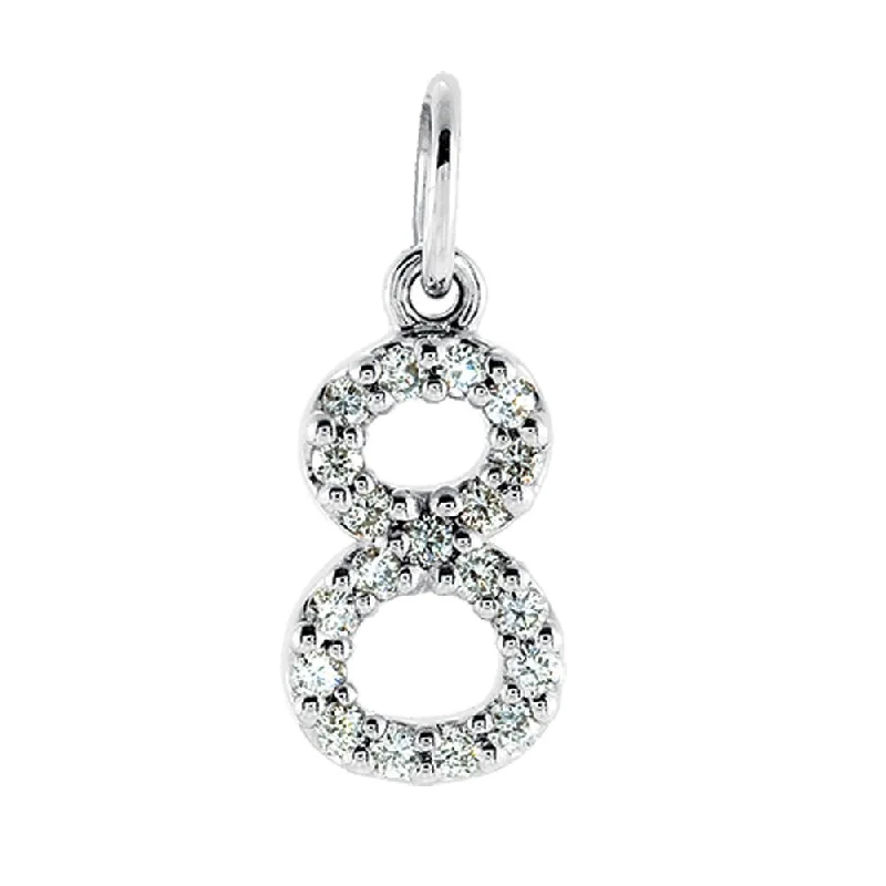 Shine Without Limits – Jewelry Sale Happening Now .08 Cttw Diamond & 14k White Gold Mini Number 8 Charm or Pendant