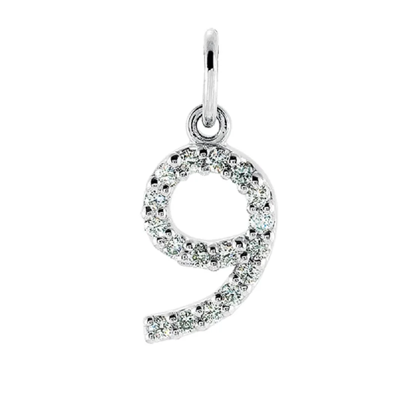 Bold And Beautiful Jewelry Now At Irresistible Prices .08 Cttw Diamond & 14k White Gold Mini Number 9 Charm or Pendant