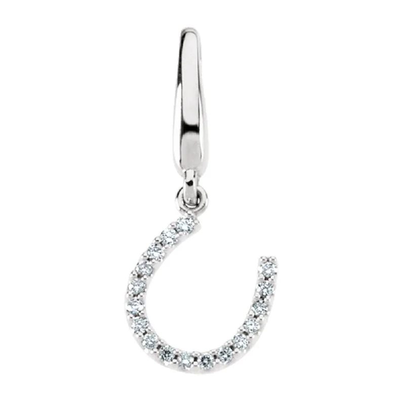 Classic And Modern Jewelry Styles On Sale .08 cttw Diamond Horseshoe Charm in 14k White Gold