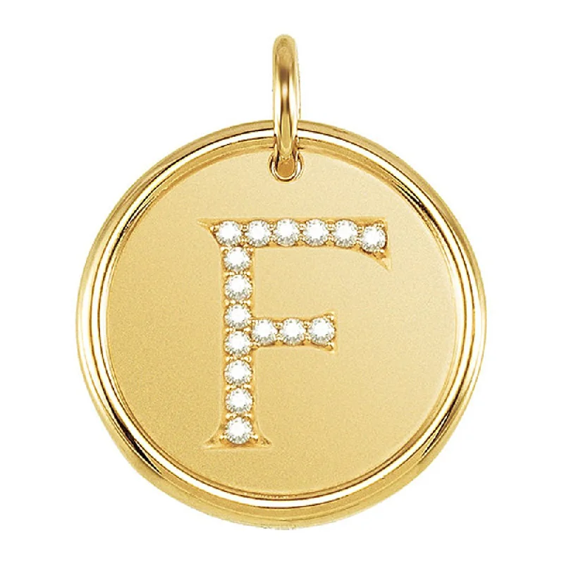 Luxury Jewelry At Unbeatable Discounts .08 Ctw G-H, I1 Diamond Initial 17mm 14k Yellow Gold Pendant Letter F